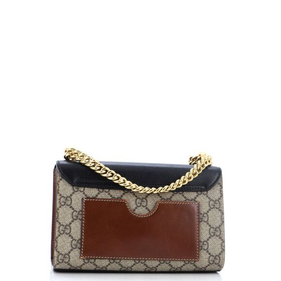 Gucci Padlock Shoulder Bag GG Coated Canvas and Leather Small Black, Brown - Picture 3 of 9